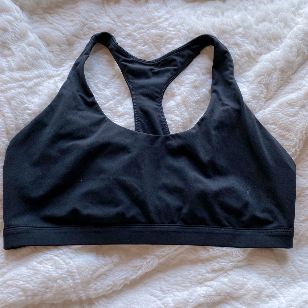 Fabletics Black Sports Bra Not Padded Strapy Back Active Wear Work Out Sz Large